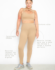 Legging Bom humor com recortes vazados EMANA® - Caramelo ROWA DROP3