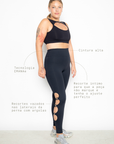 Legging Bom humor com recortes vazados EMANA® - Preto ROWA DROP3