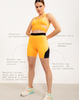 Shorts biker Amor próprio com bolsos EMANA® - Laranja Citrus ROWA DROP2