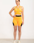 Shorts biker Amor próprio com bolsos EMANA® - Laranja Citrus ROWA DROP2