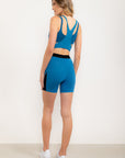 Shorts biker Amor próprio com bolsos EMANA® - Azul Cobalto ROWA DROP2