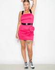 Vestido Folia tafetá com elastano - Rosa