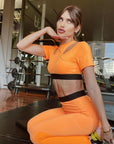 Legging Cubo Essencial bolso duplo lateral EMANA® - Laranja Citrus ROWA STORE d1