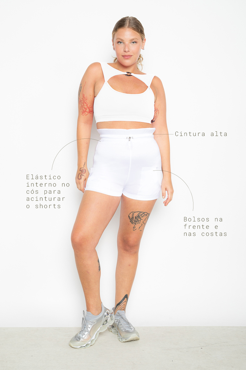 Shorts Euforia clochard em tafetá - Branco