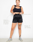 Shorts Euforia clochard em tafetá - Preto