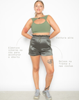 Shorts Euforia clochard em tafetá - Verde