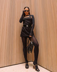 Vestido Folia tafetá com elastano - Preto