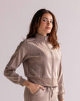 Blusa Moletom Aerolook Strip Rowa - Rato e Bege