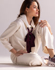 Jaqueta Moletom Aerolook Laces Rowa - Off White