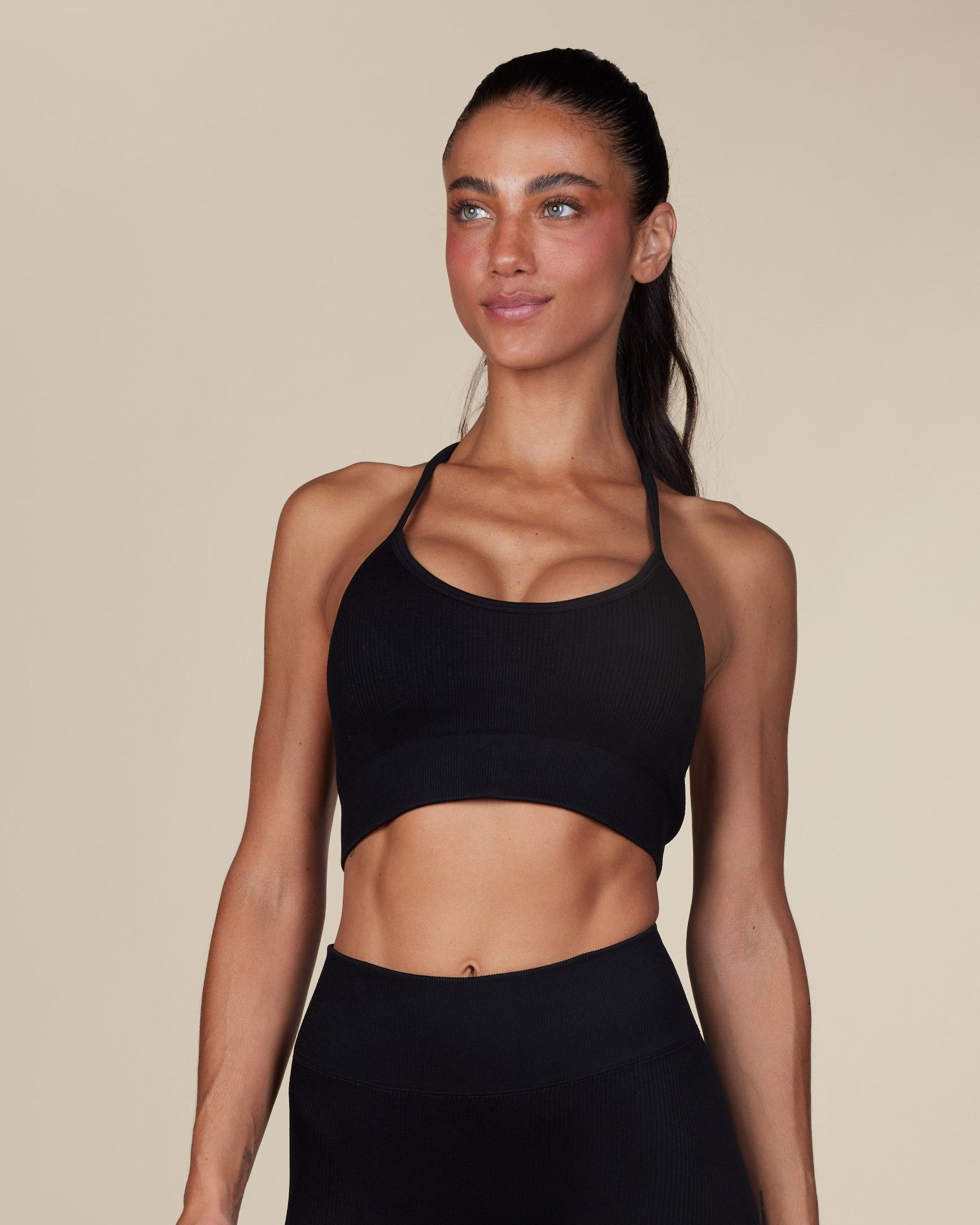 Top Alça Canelado Wanda V3  - Preto