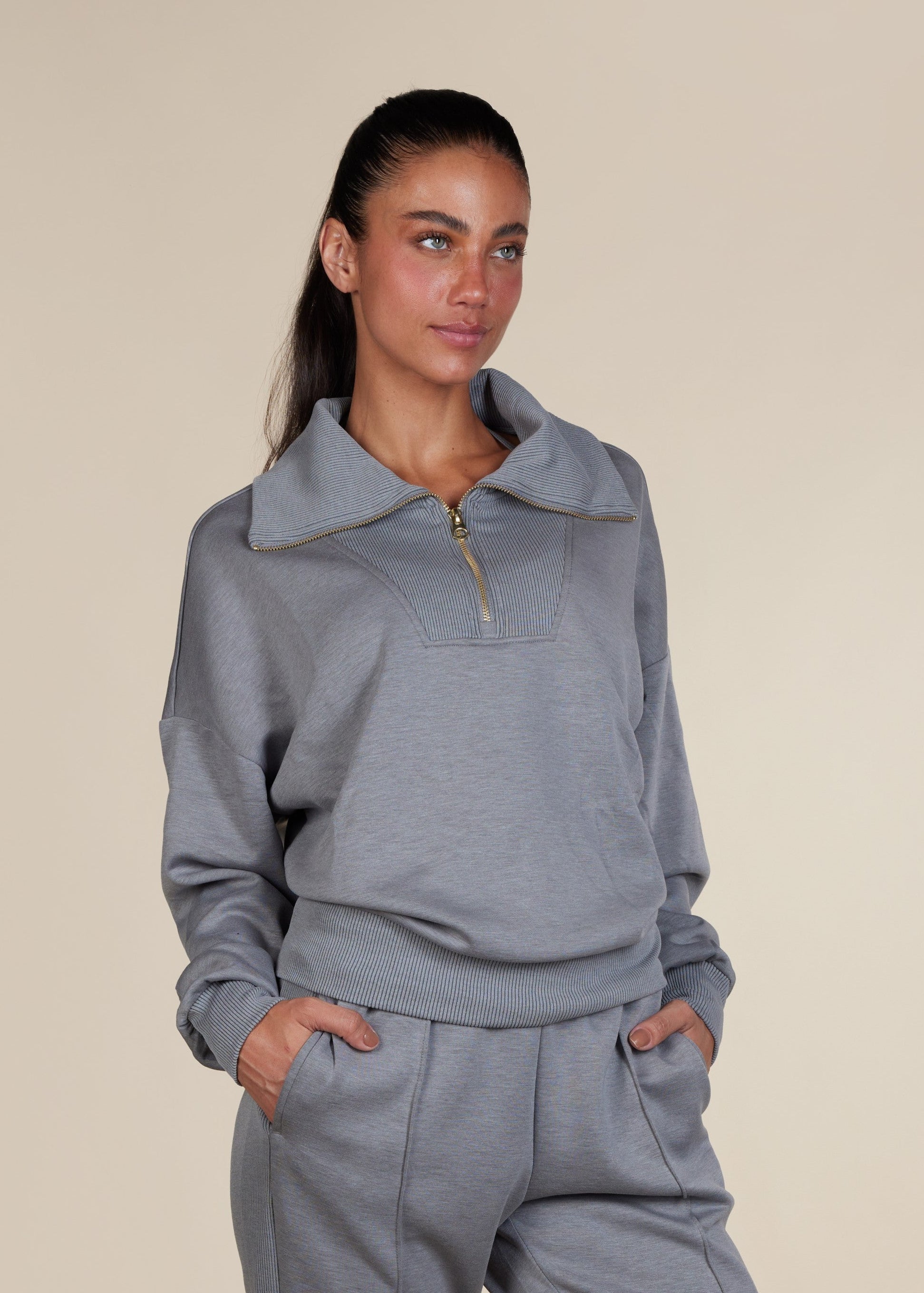 Blusa Moletom Aerolook Bicolor - Cinza
