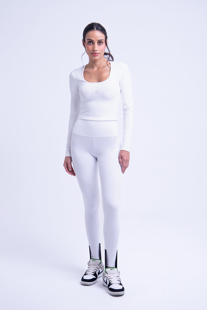 Legging Básica de cintura alta com pézinho - Branco