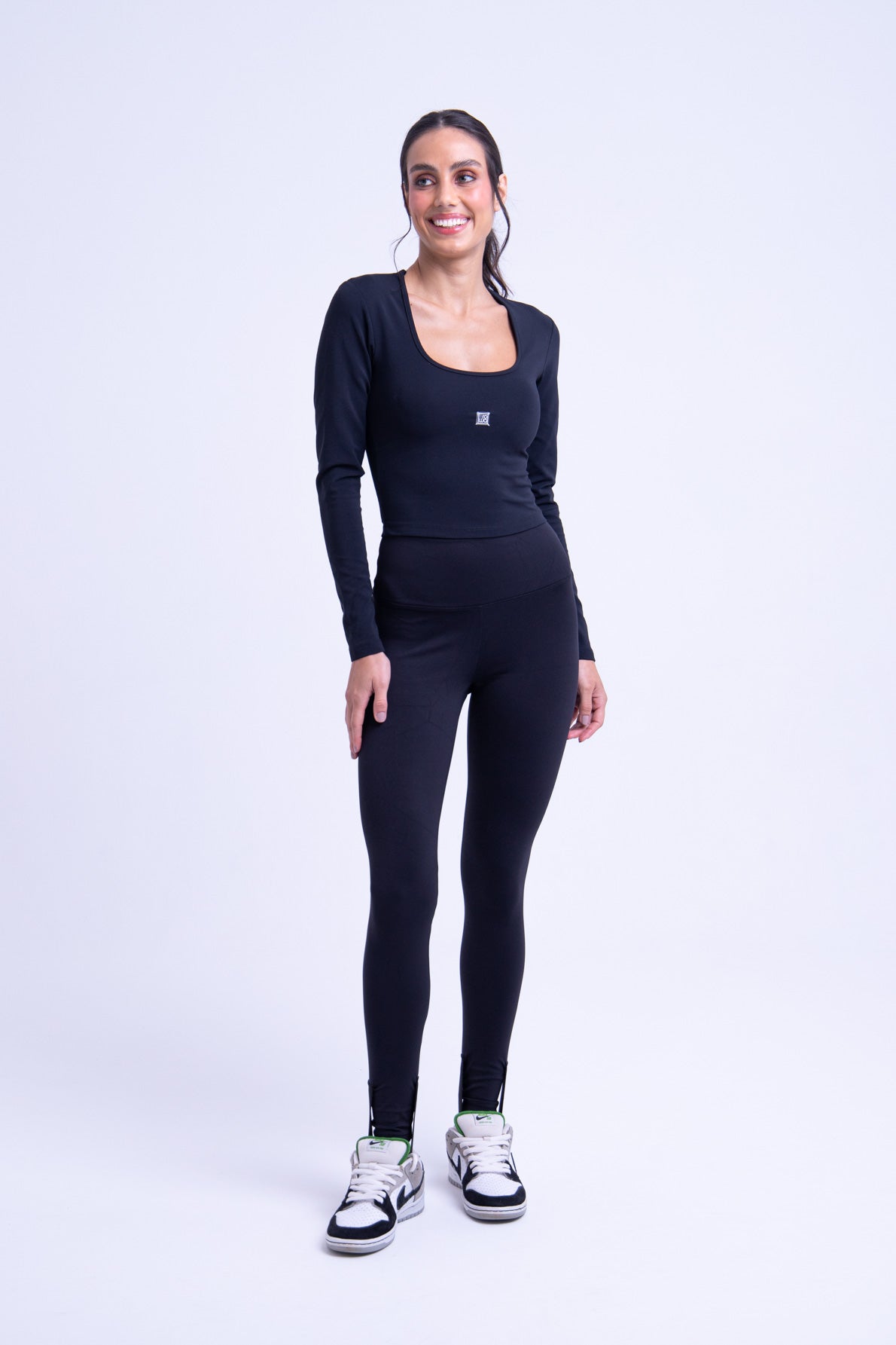 Basic High Waist Legging with Foot - Black