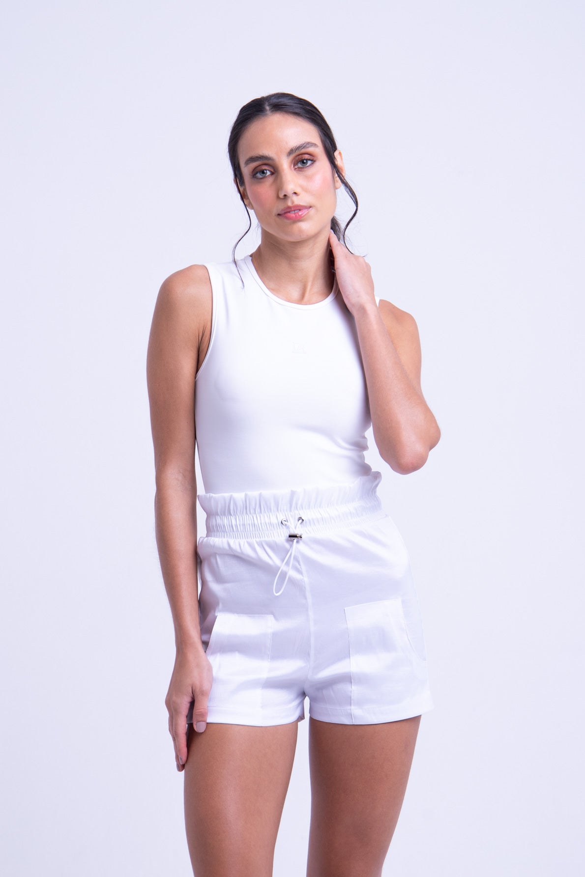 Regata Cropped Básica Sem Decote - Branco