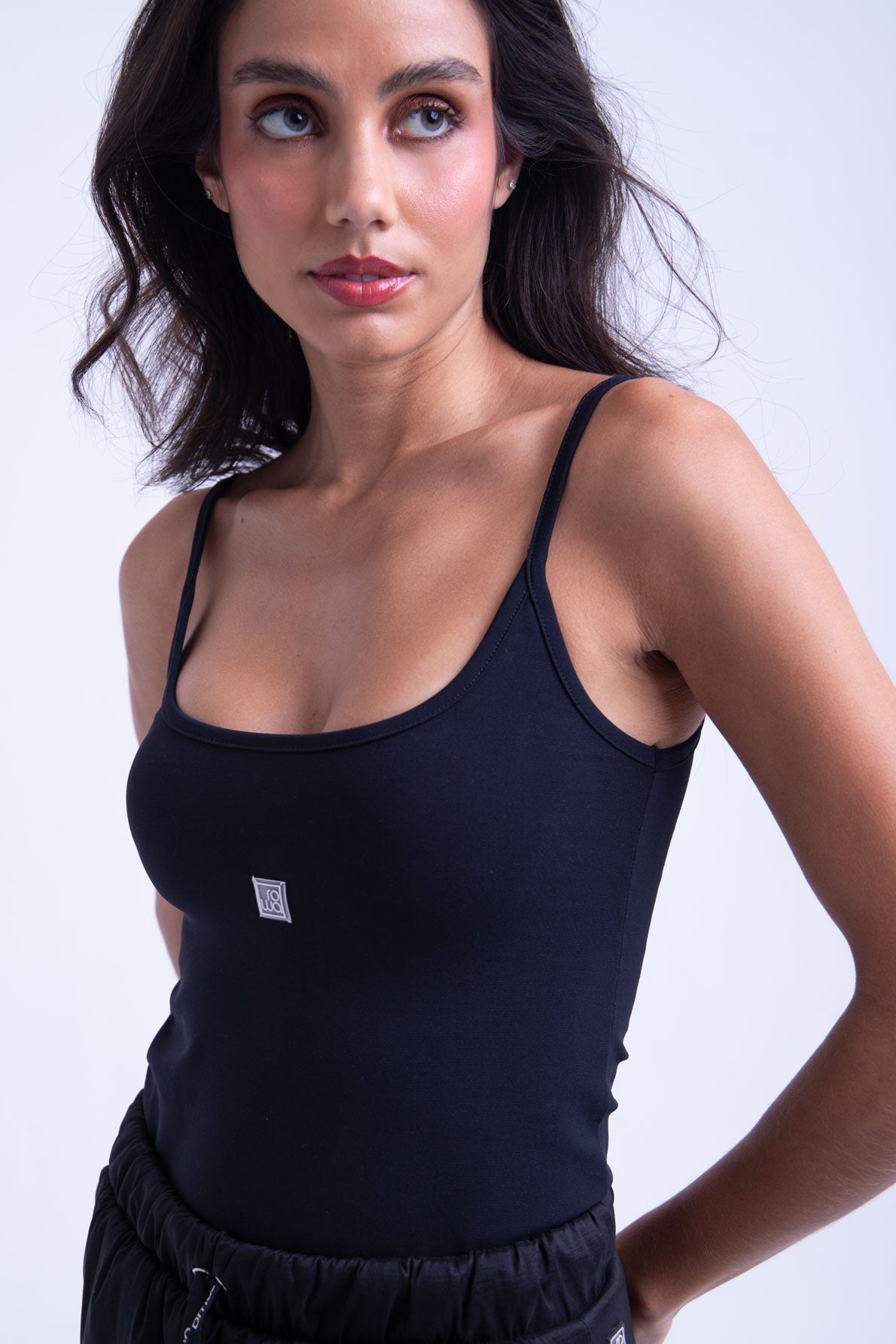 Basic Thin Strap Tank Top - Black