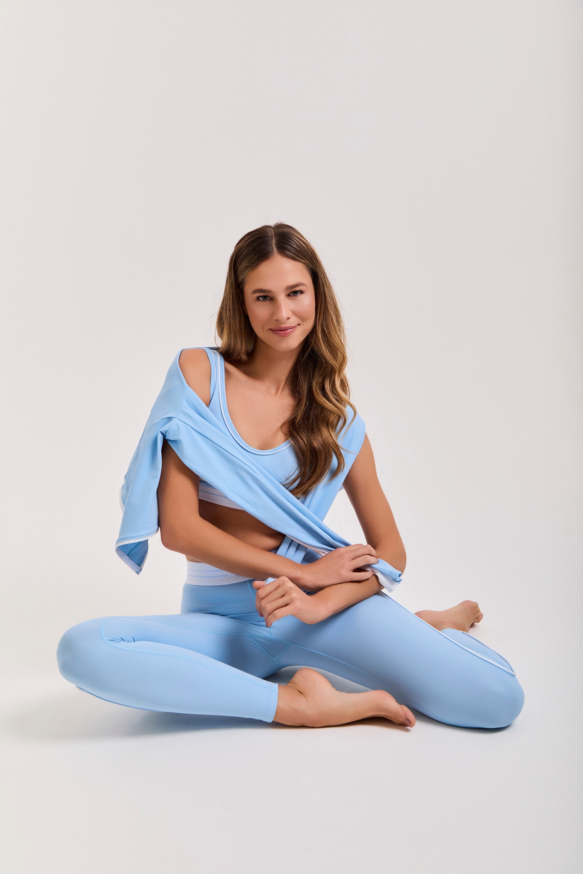 [PRÉ-VENDA] Legging Memel - Azul Bebê e Branco ROWA STORE DI11