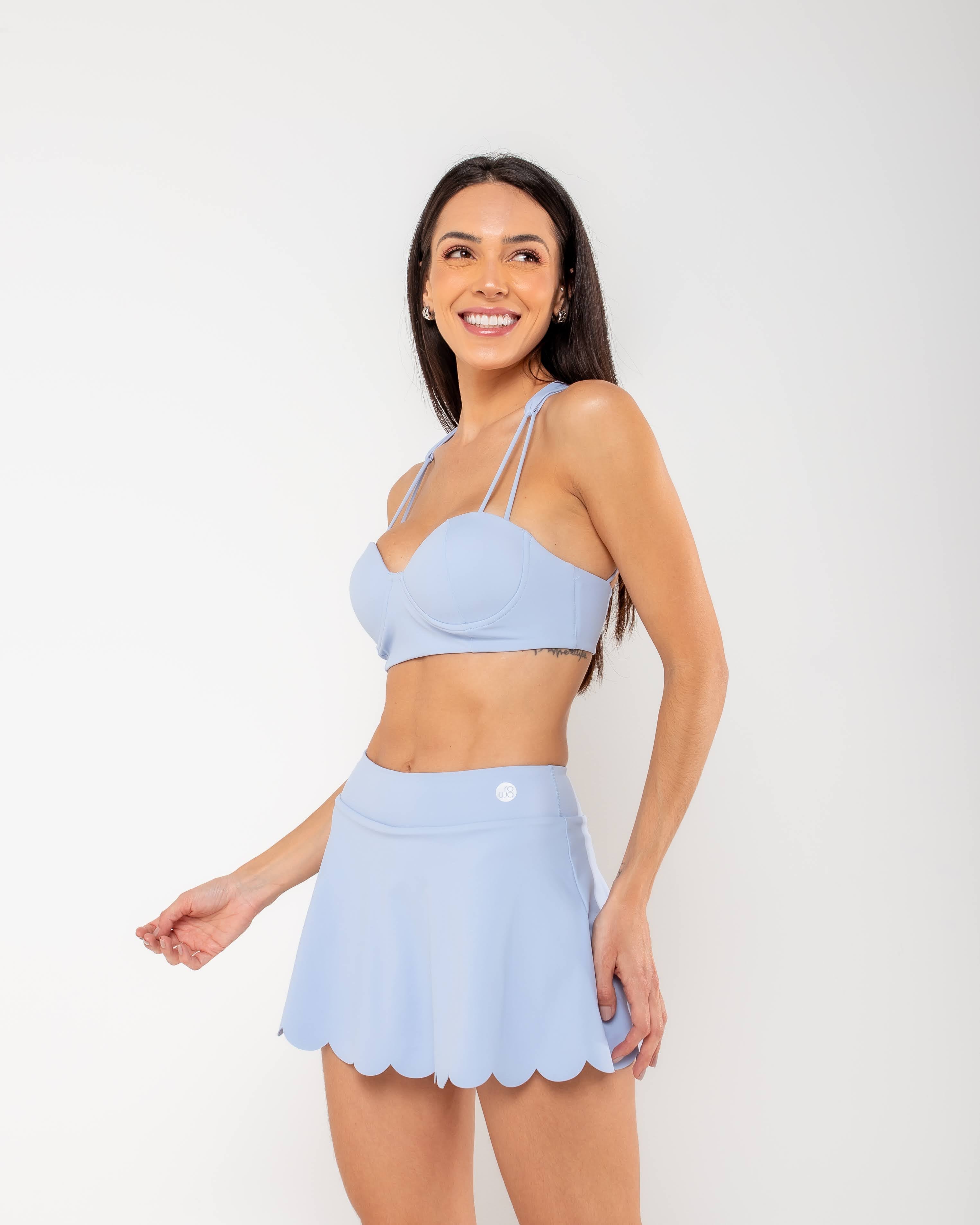 Short Saia Maira - Azul Pastel