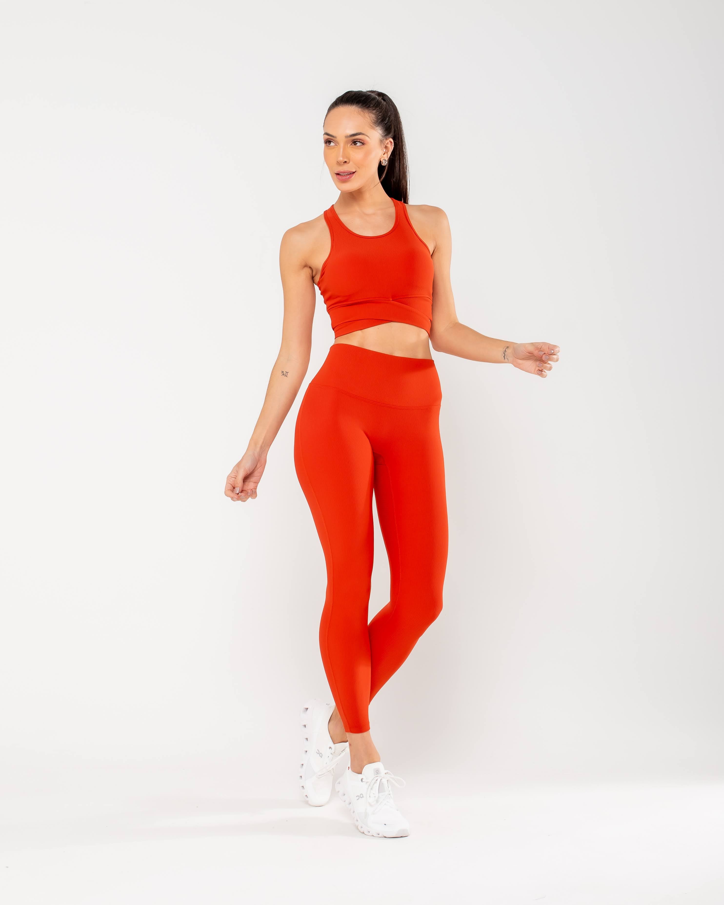 Legging Canelado Gege - Vermelho