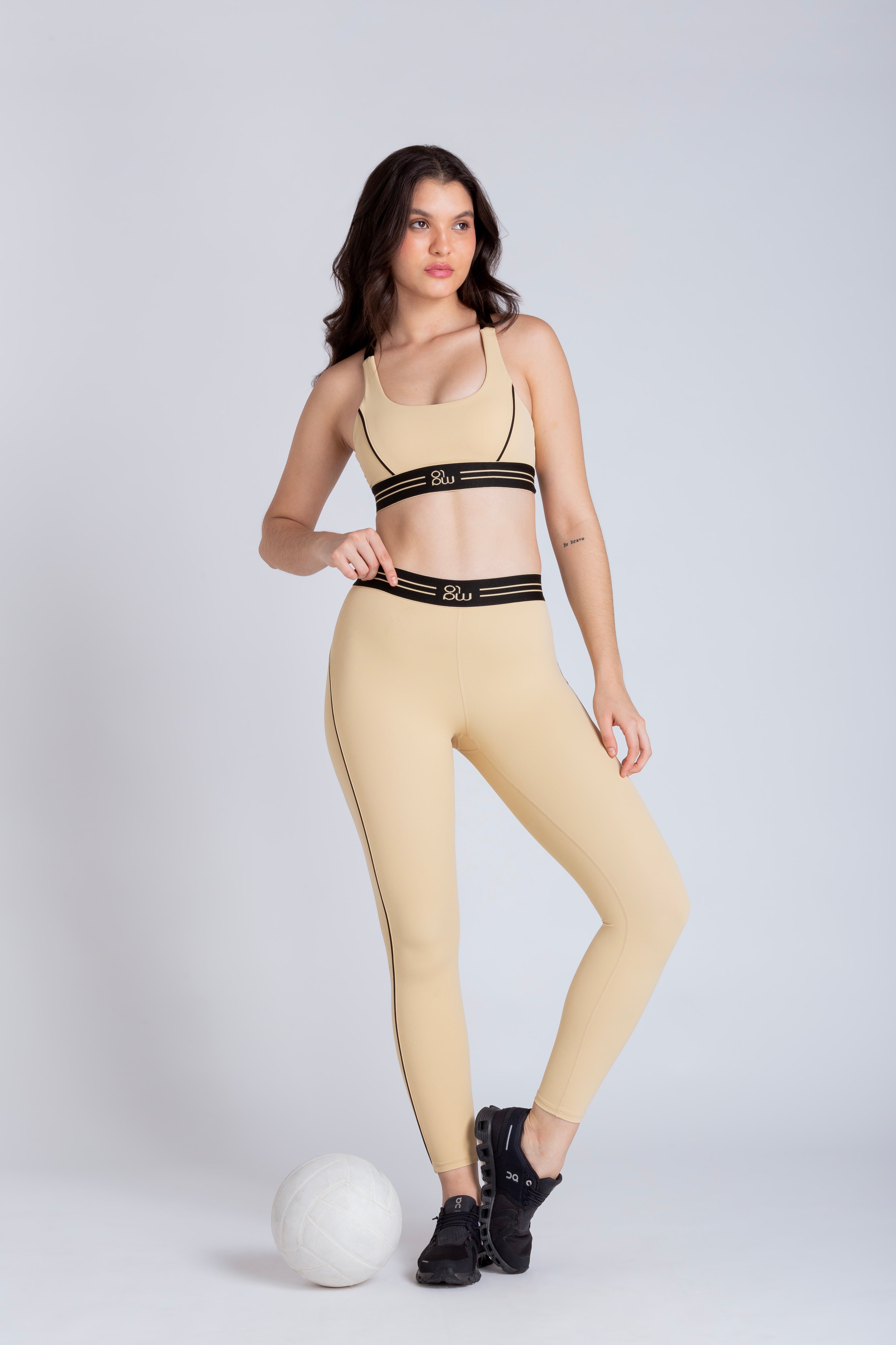 Legging Reverse com elástico na cintura - Bege