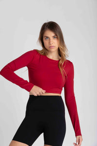 Cropped de Manga Longa Aura - Vermelho