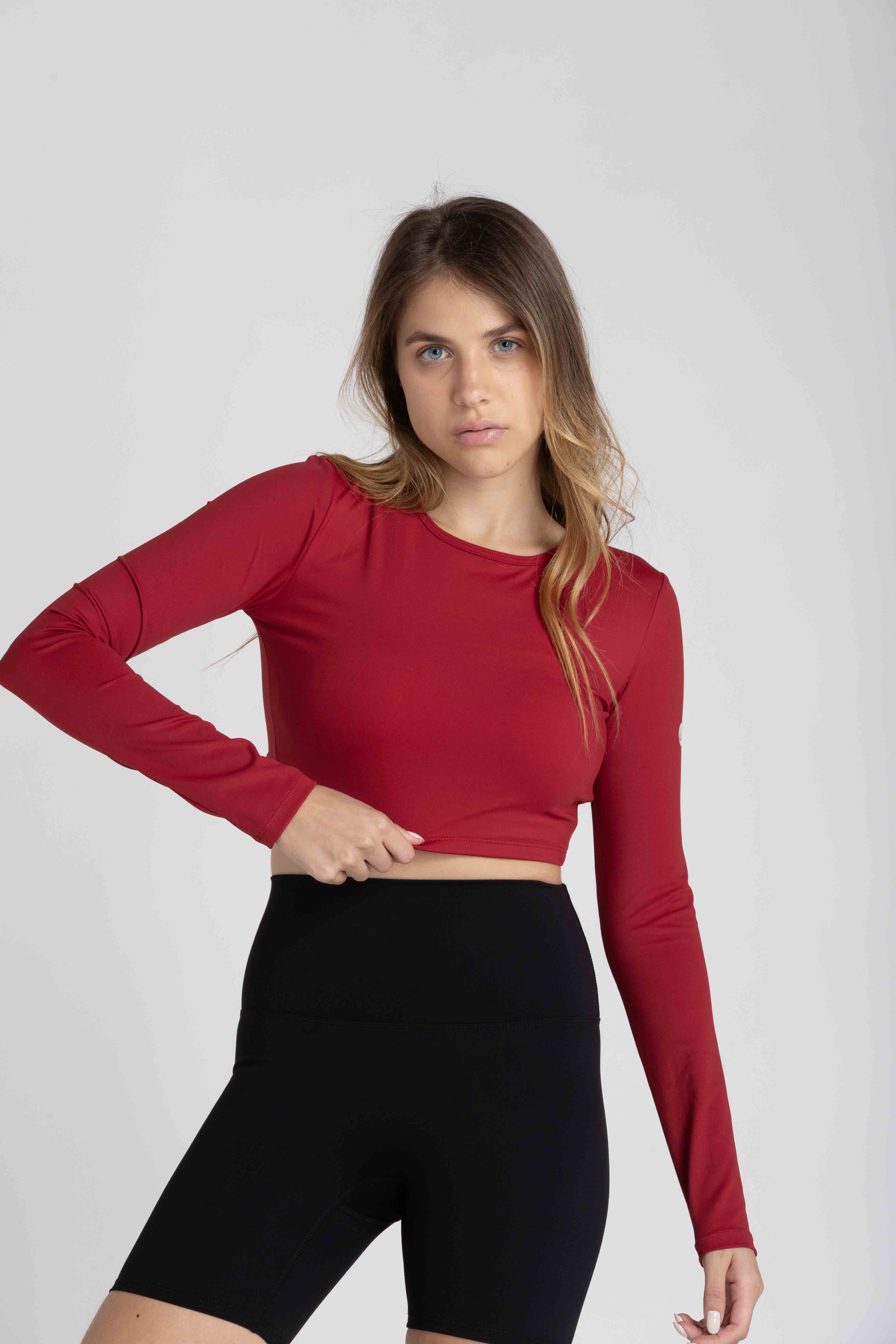 Cropped de Manga Longa Aura - Vermelho