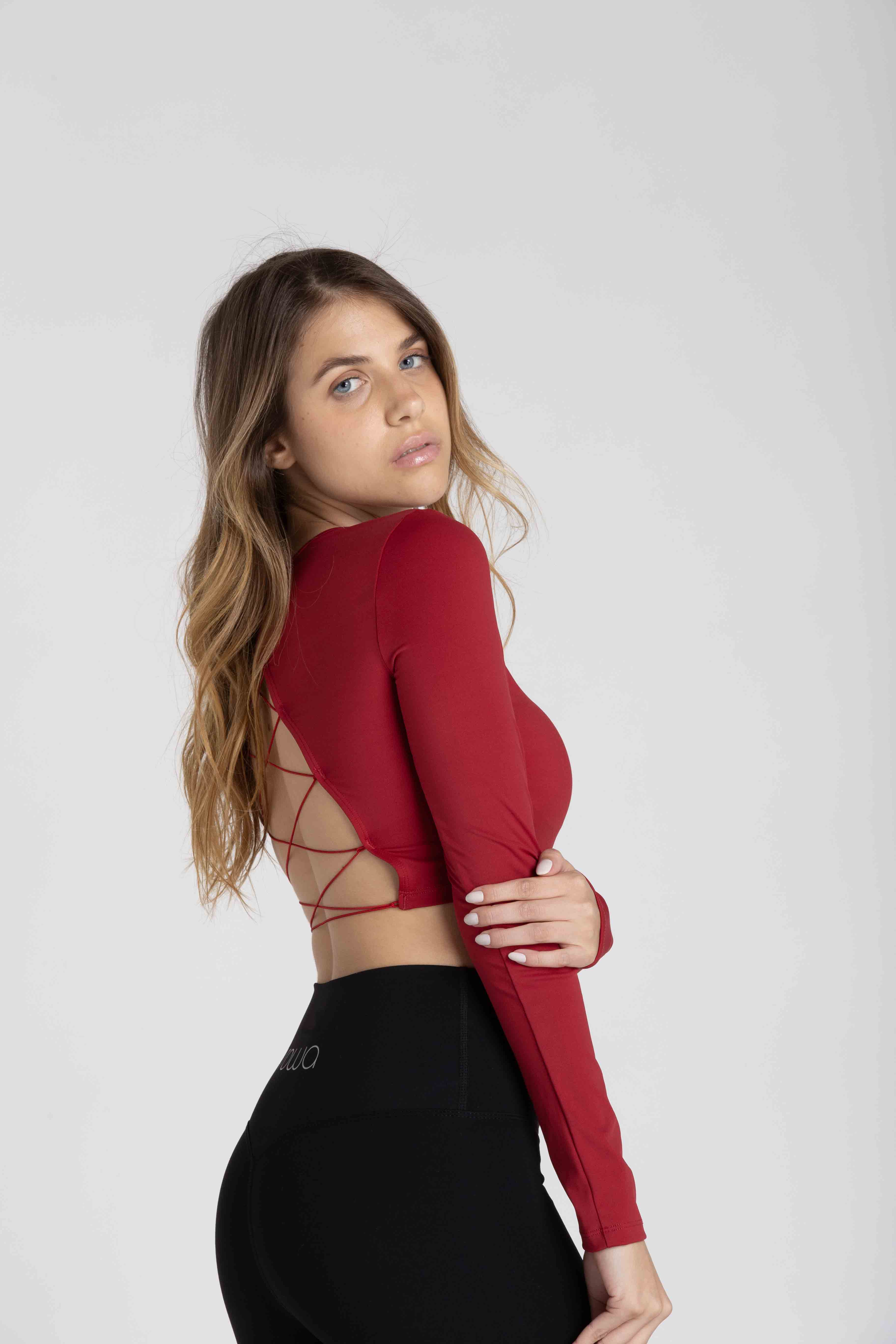 Cropped de Manga Longa Aura - Vermelho