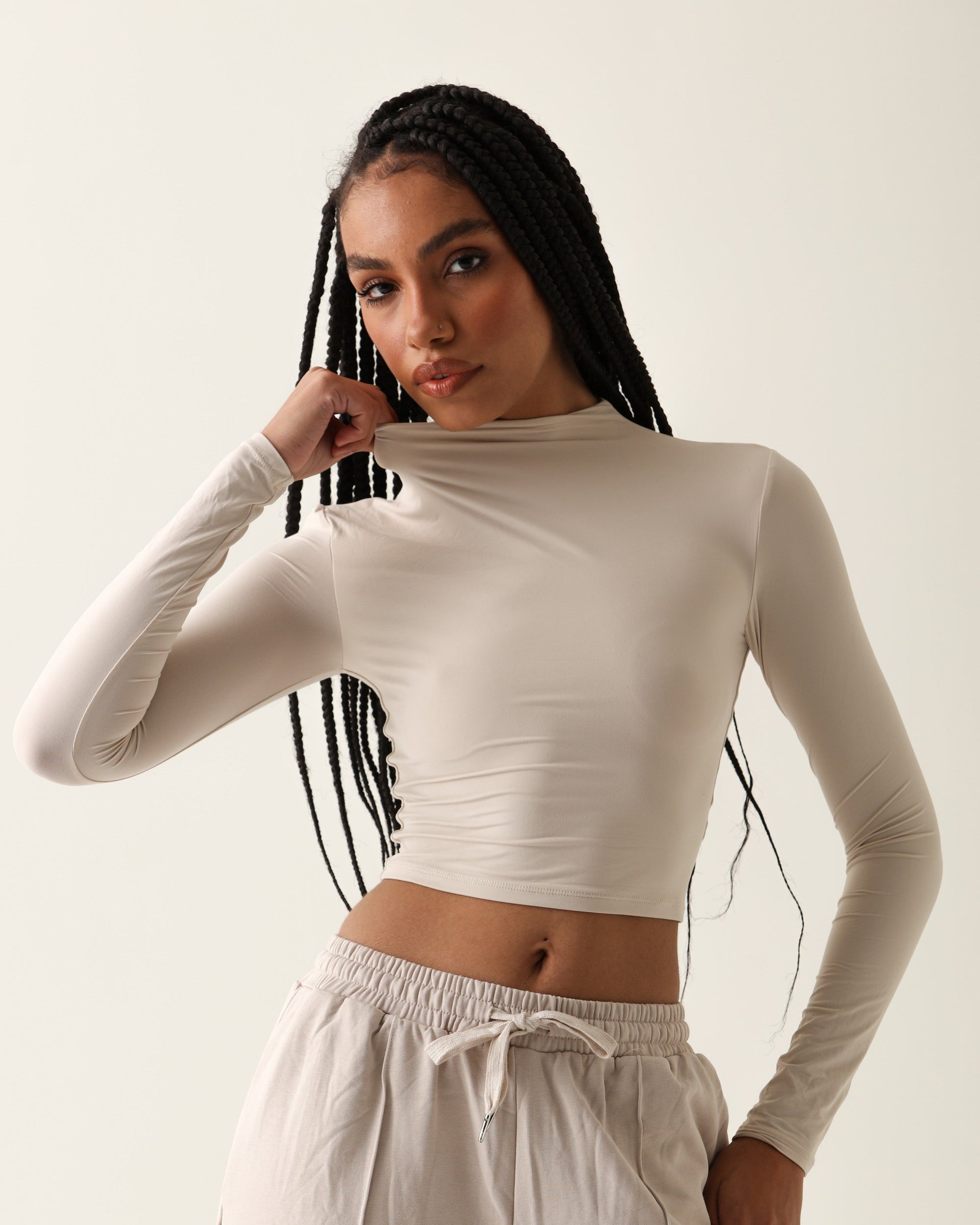 Camiseta Manga Longa Modal - Bege ROWA STORE DI7