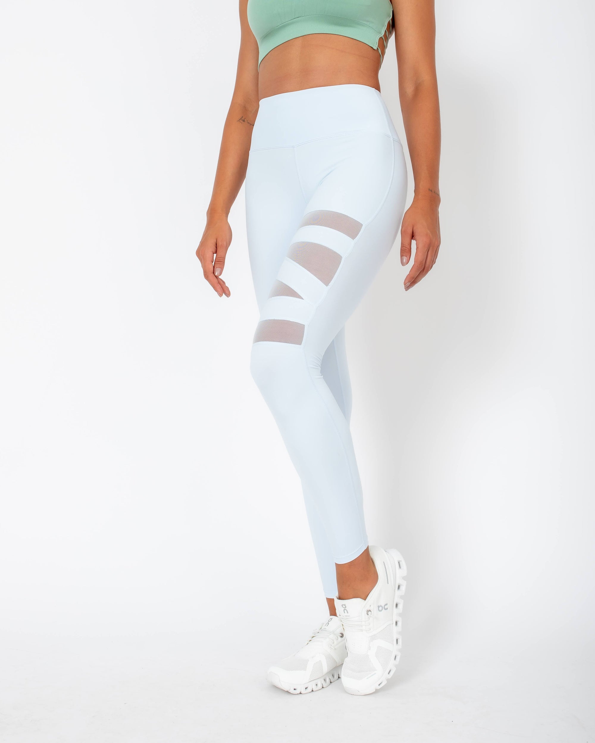 Legging Anita com detalhes de transparência - Azul Bebê