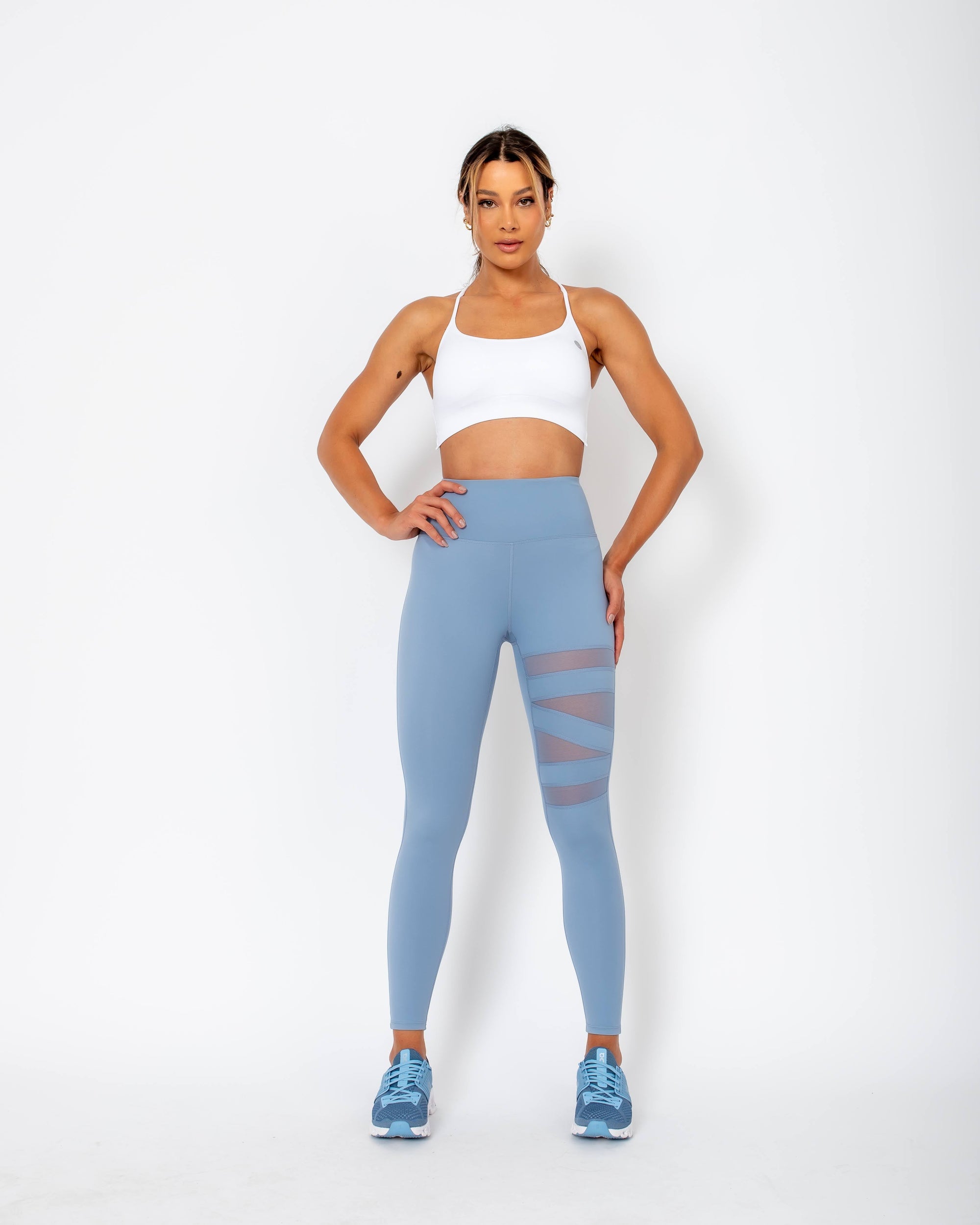 Legging Anita com detalhes de transparência - Azul Pastel