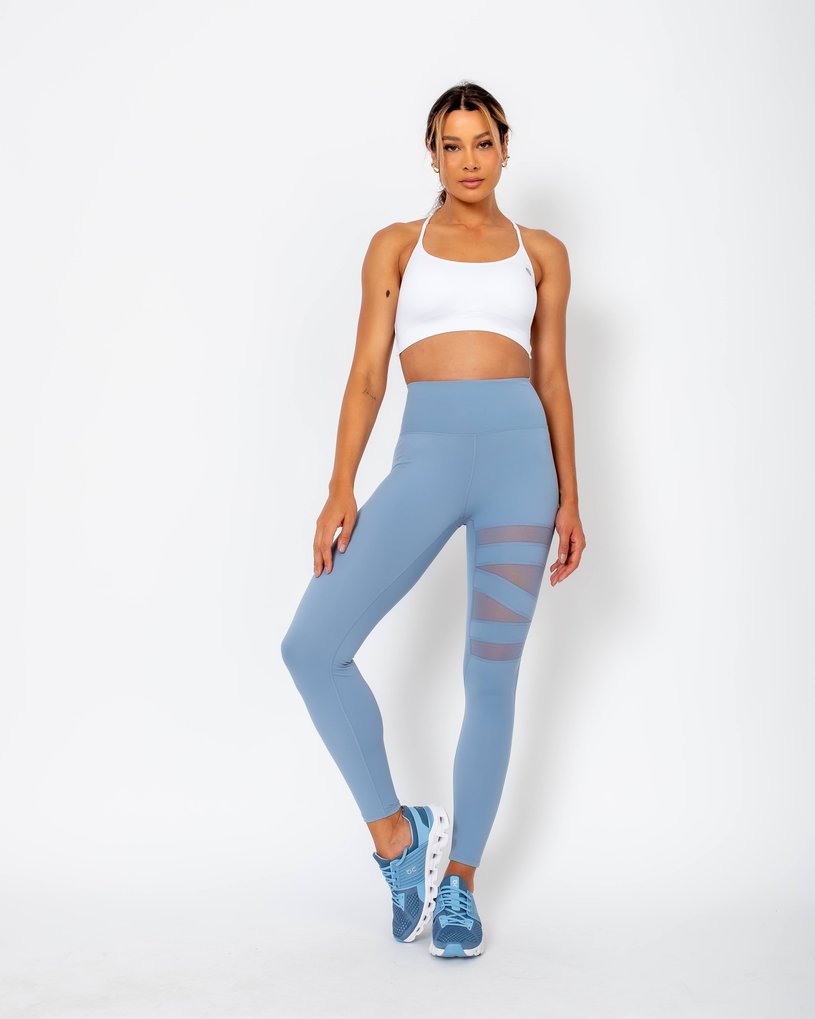 Legging Anita com detalhes de transparência - Azul Pastel