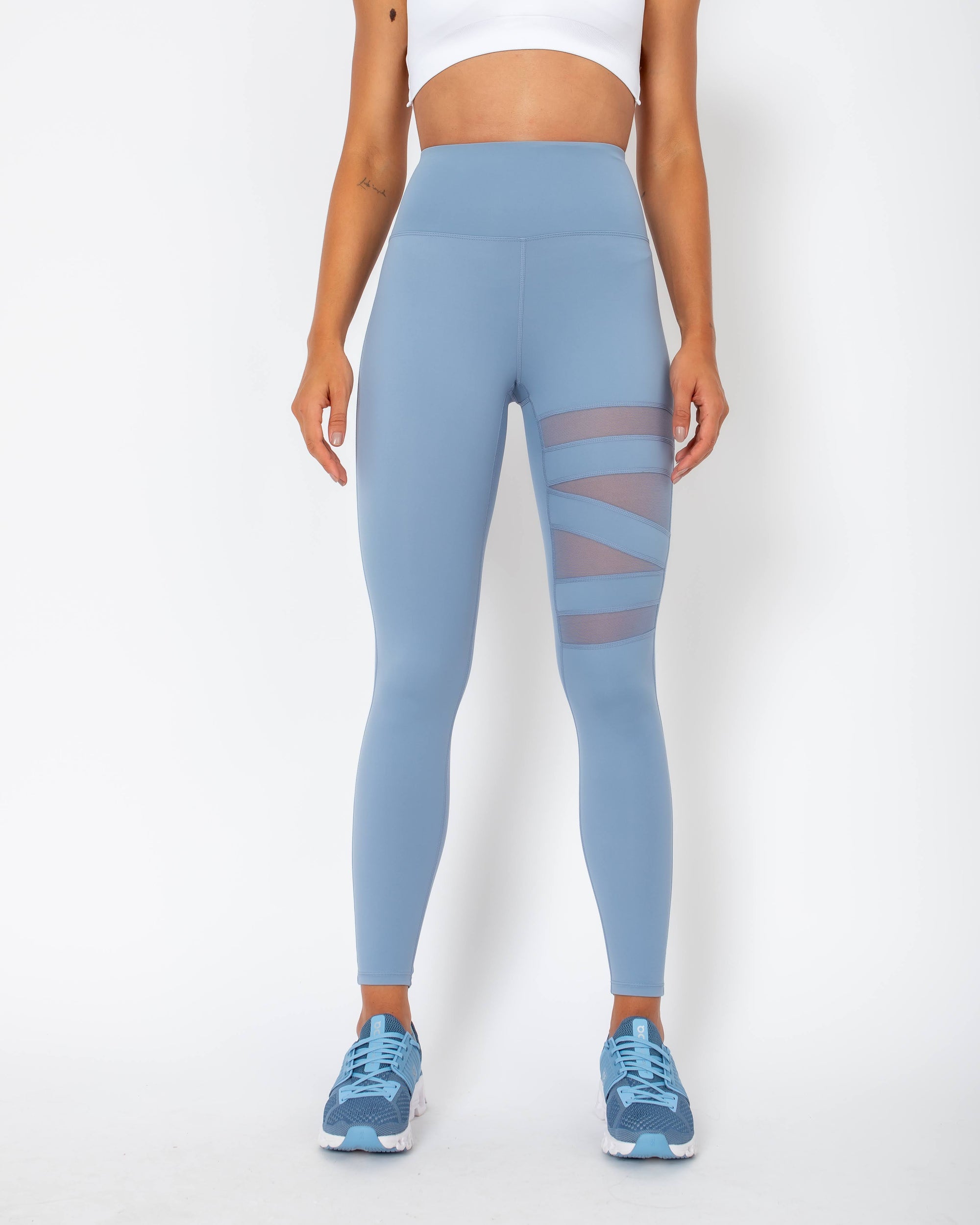 Legging Anita com detalhes de transparência - Azul Pastel