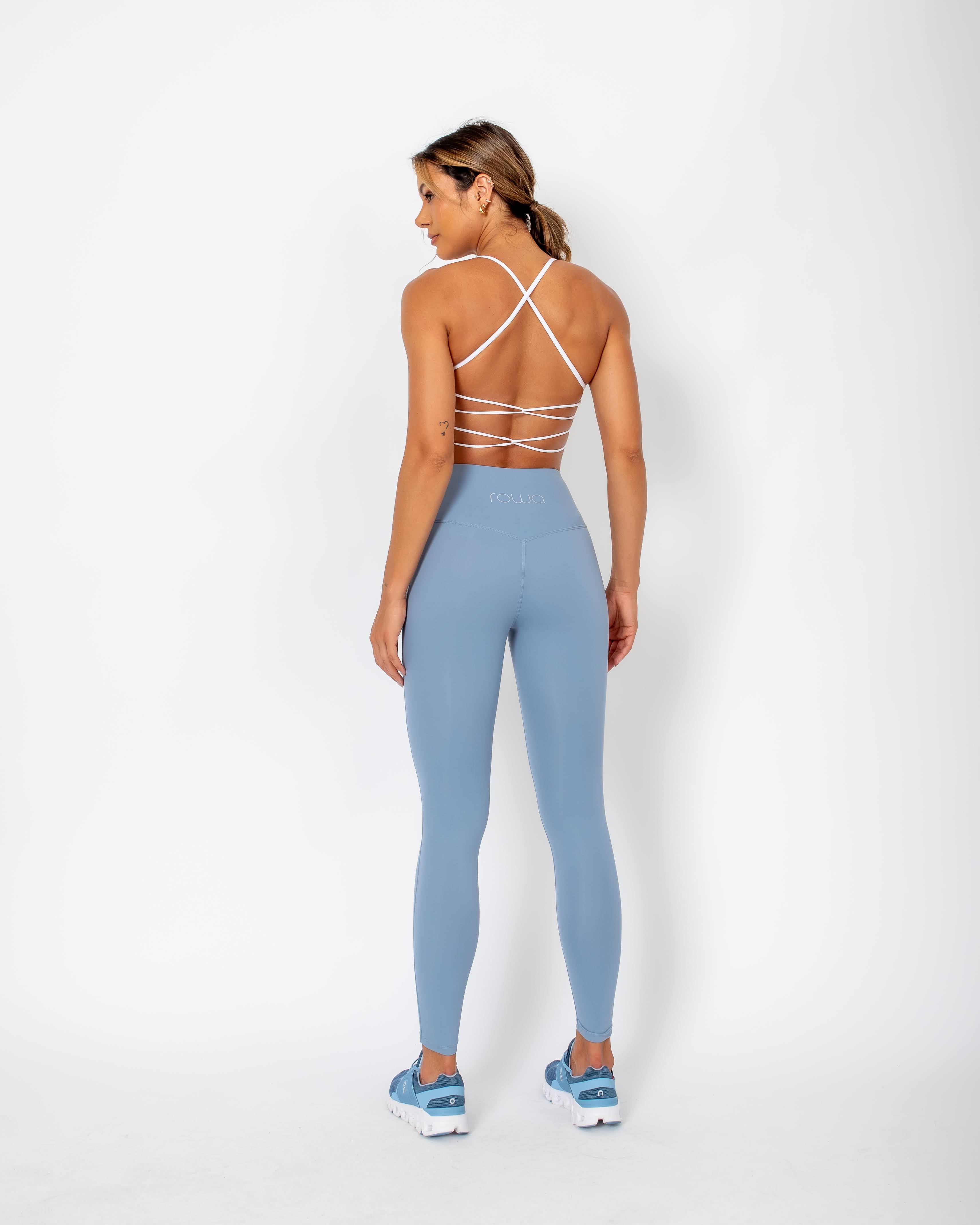 Legging Anita com detalhes de transparência - Azul Pastel