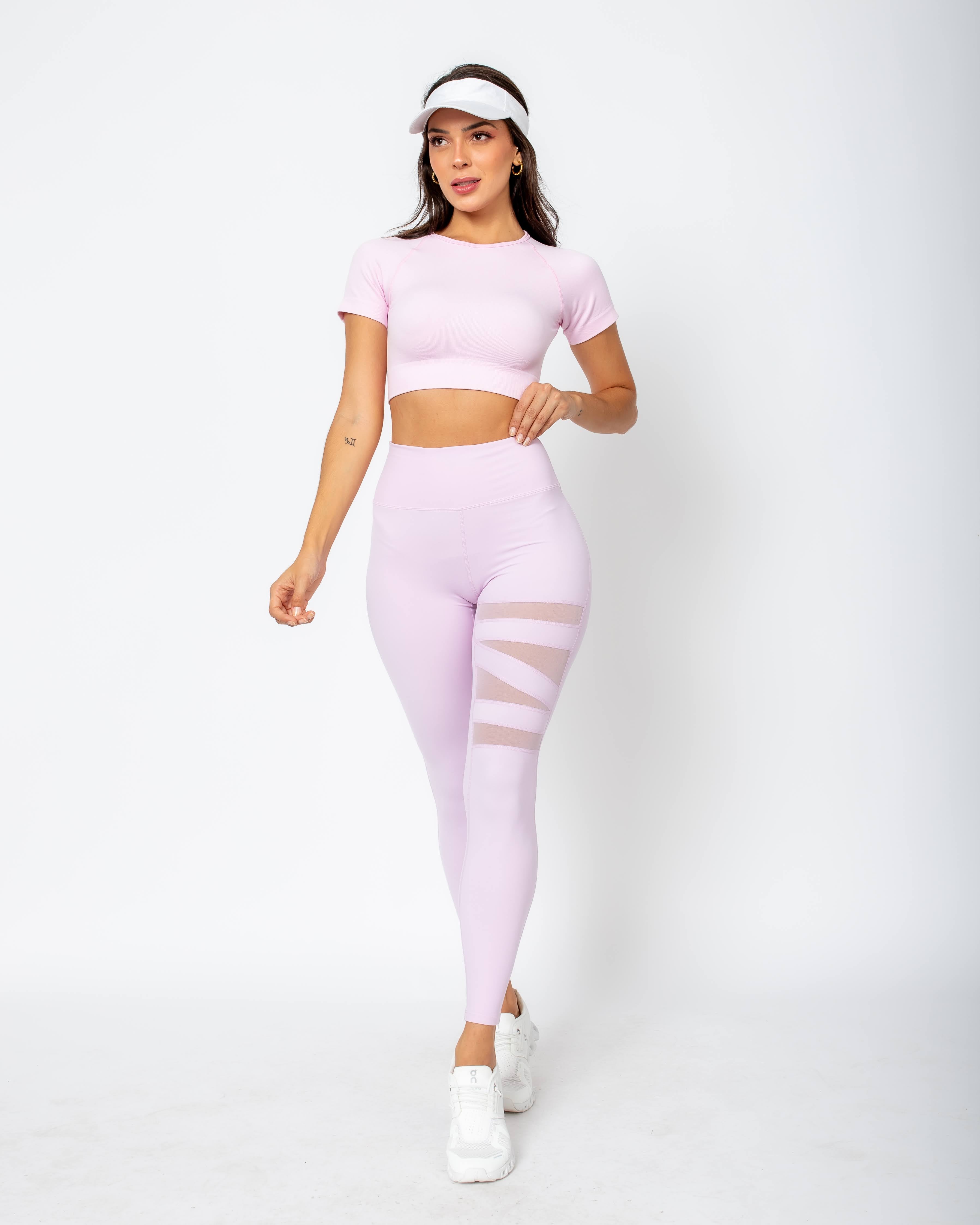 Legging Anita com detalhes de transparência - Rosa