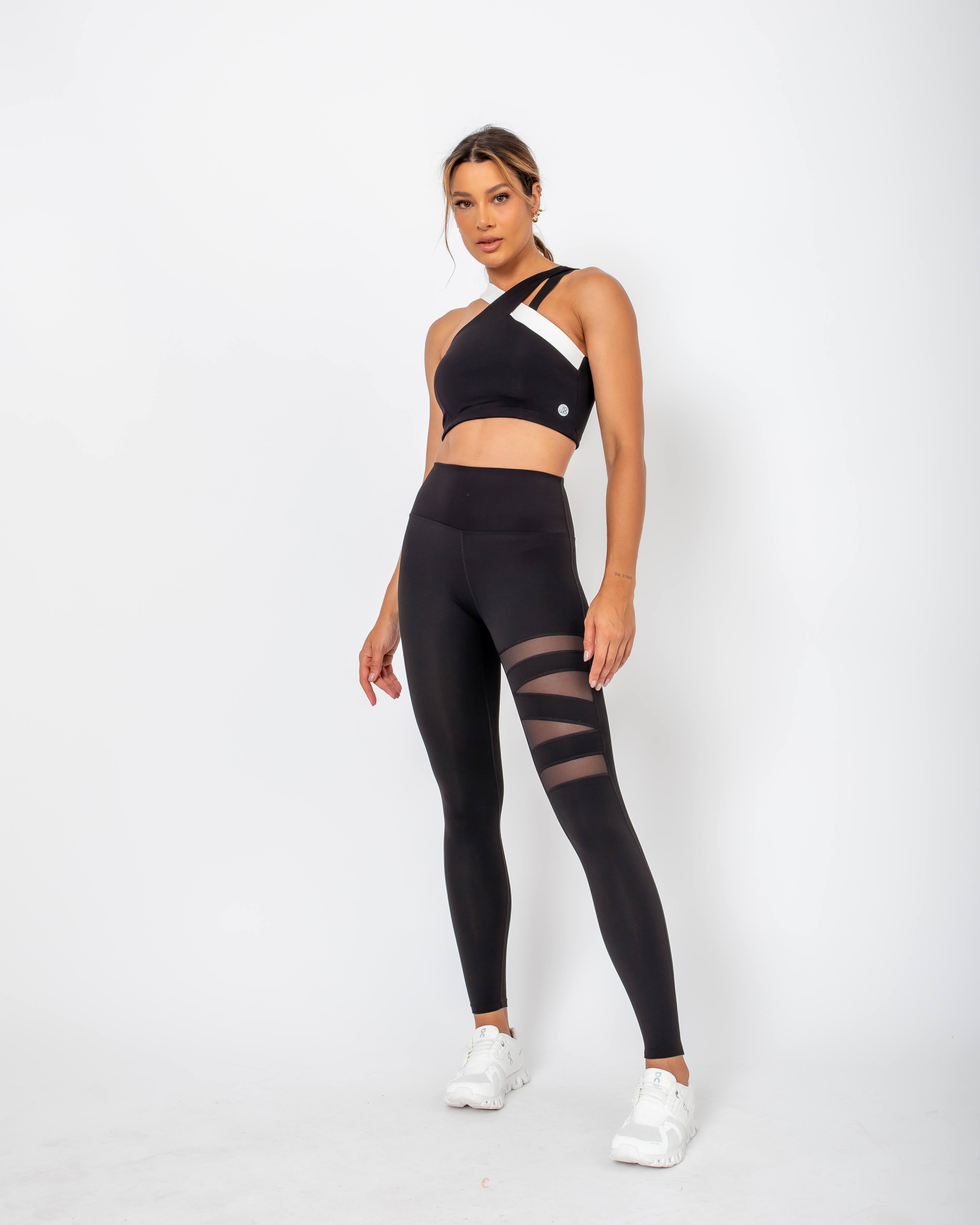 Legging Anita com detalhes de transparência - Preto