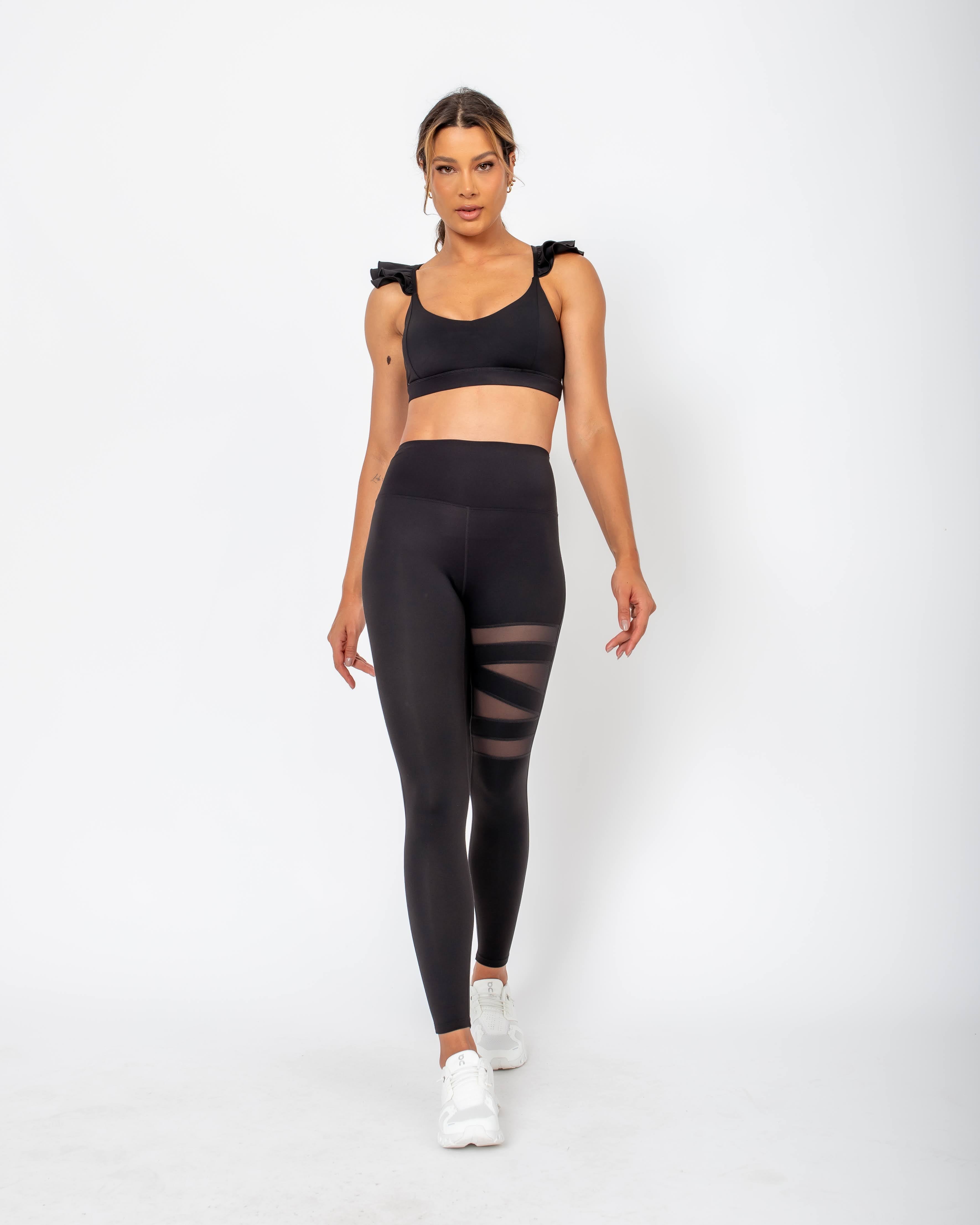 Legging Anita com detalhes de transparência - Preto