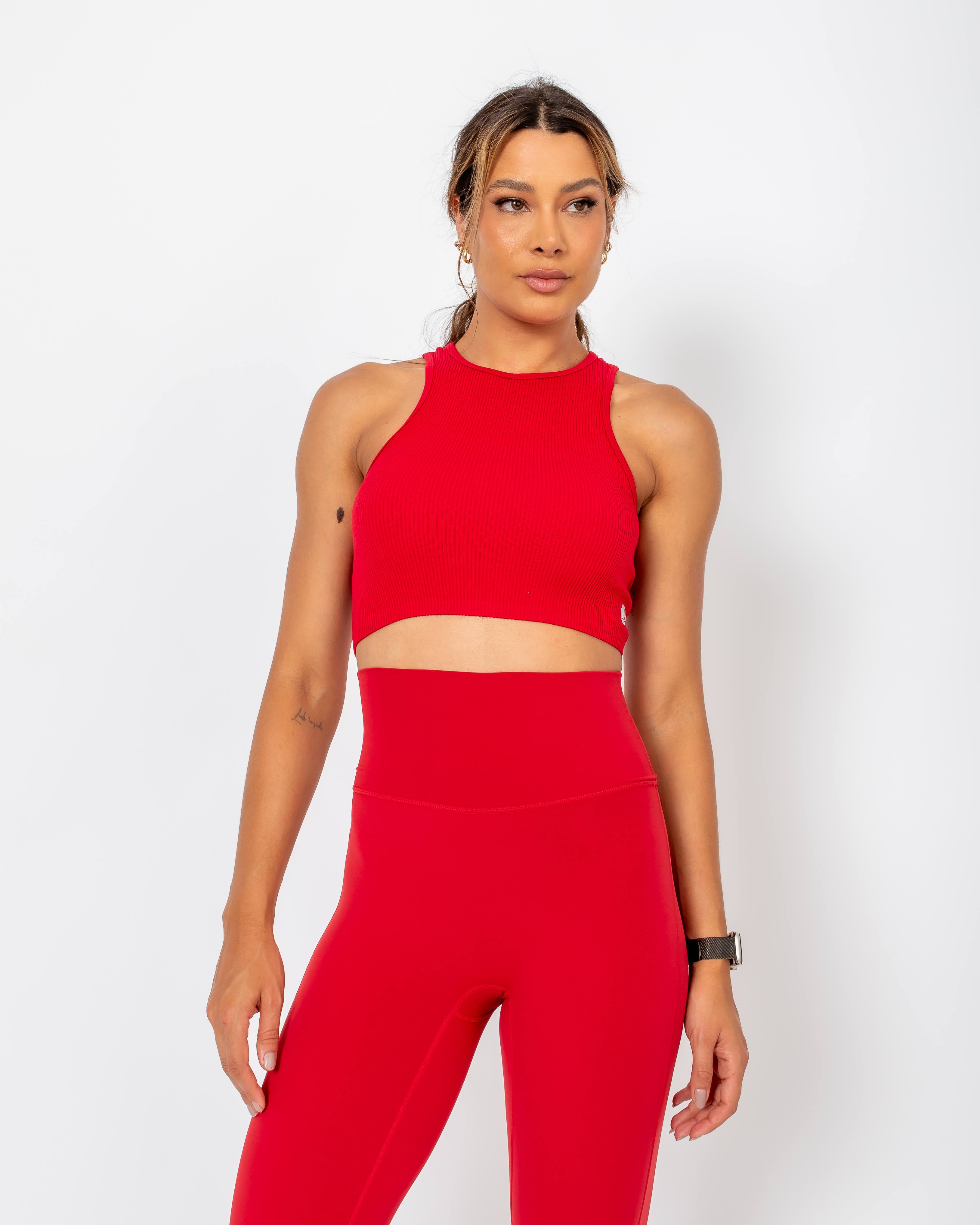 Regata Cropped Canelada Juju - Vermelho