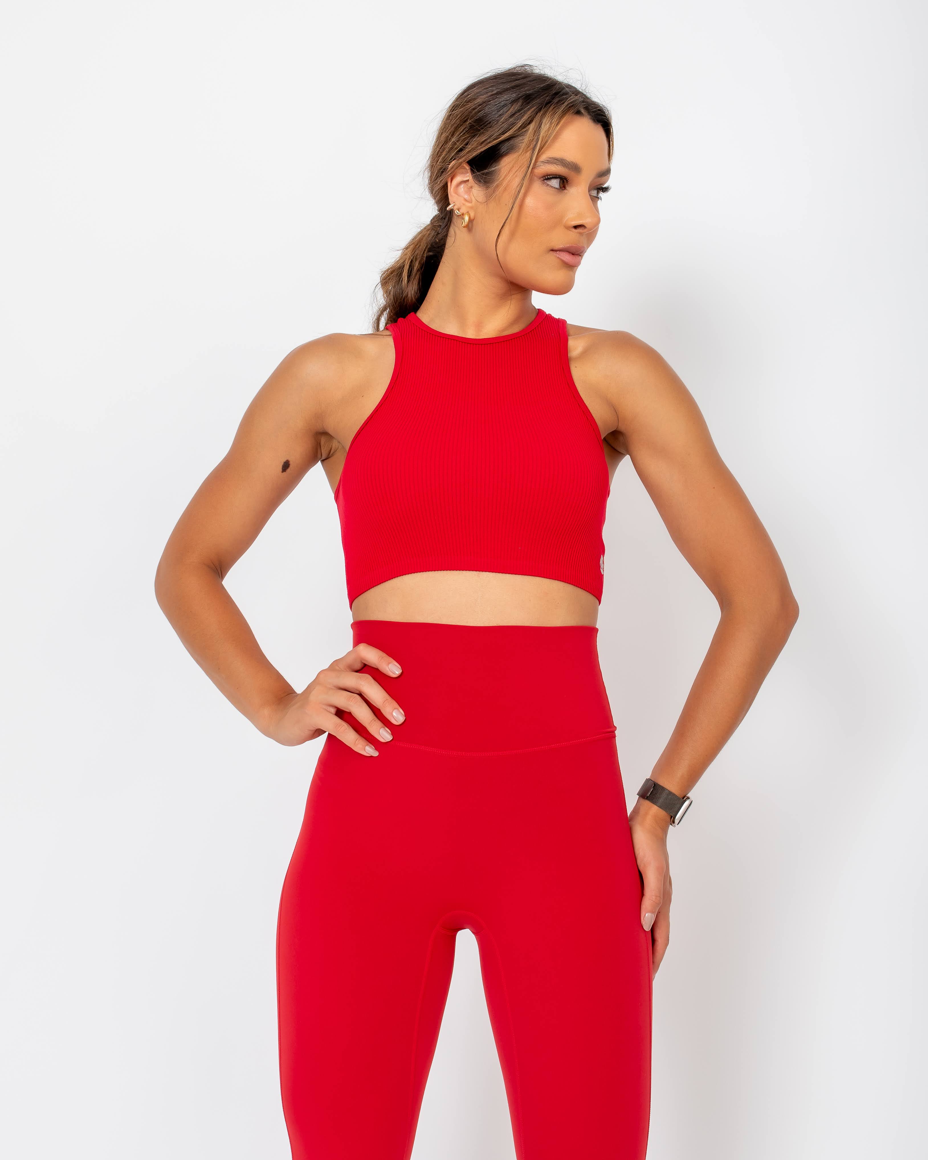 Regata Cropped Canelada Juju - Vermelho