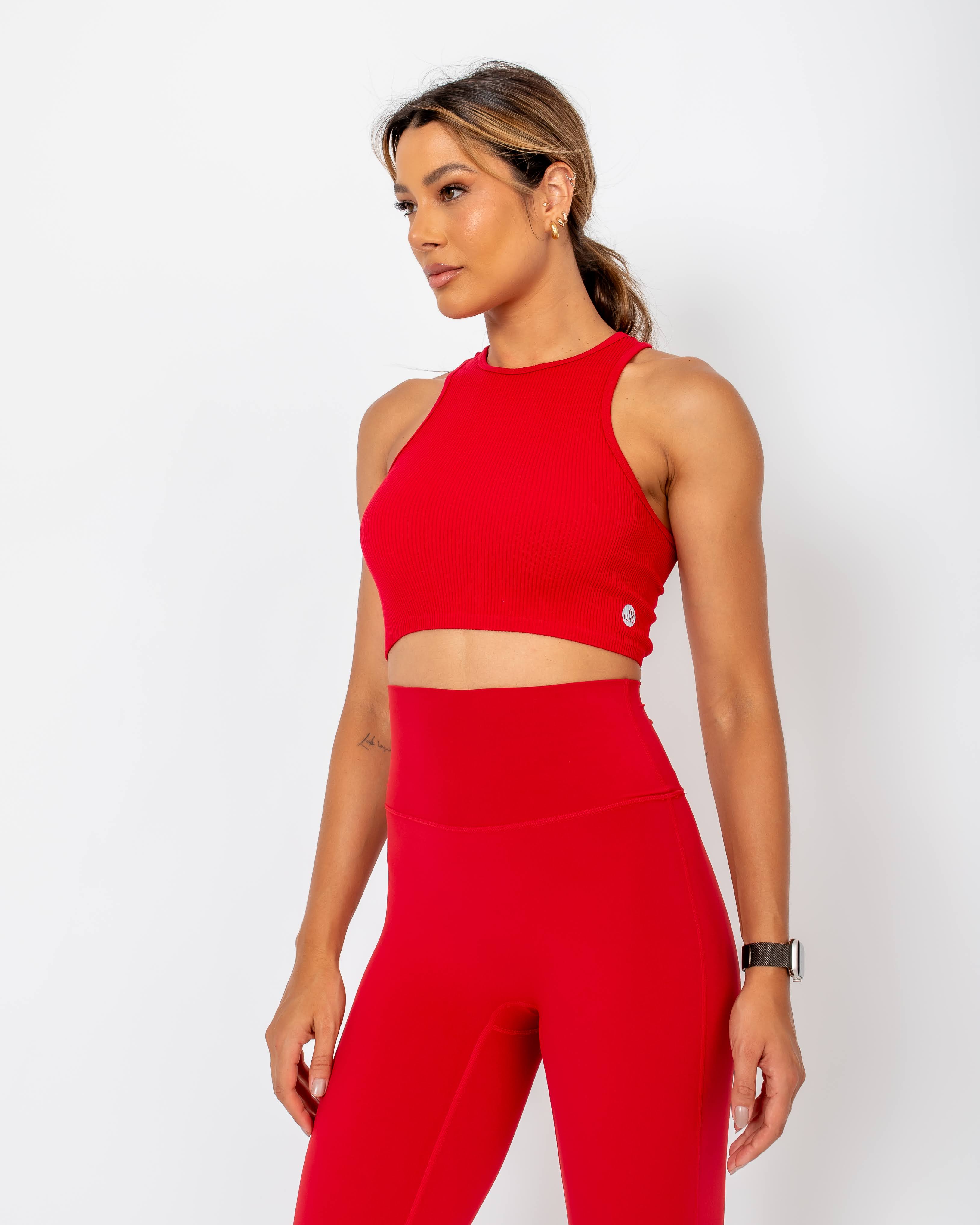 Regata Cropped Canelada Juju - Vermelho