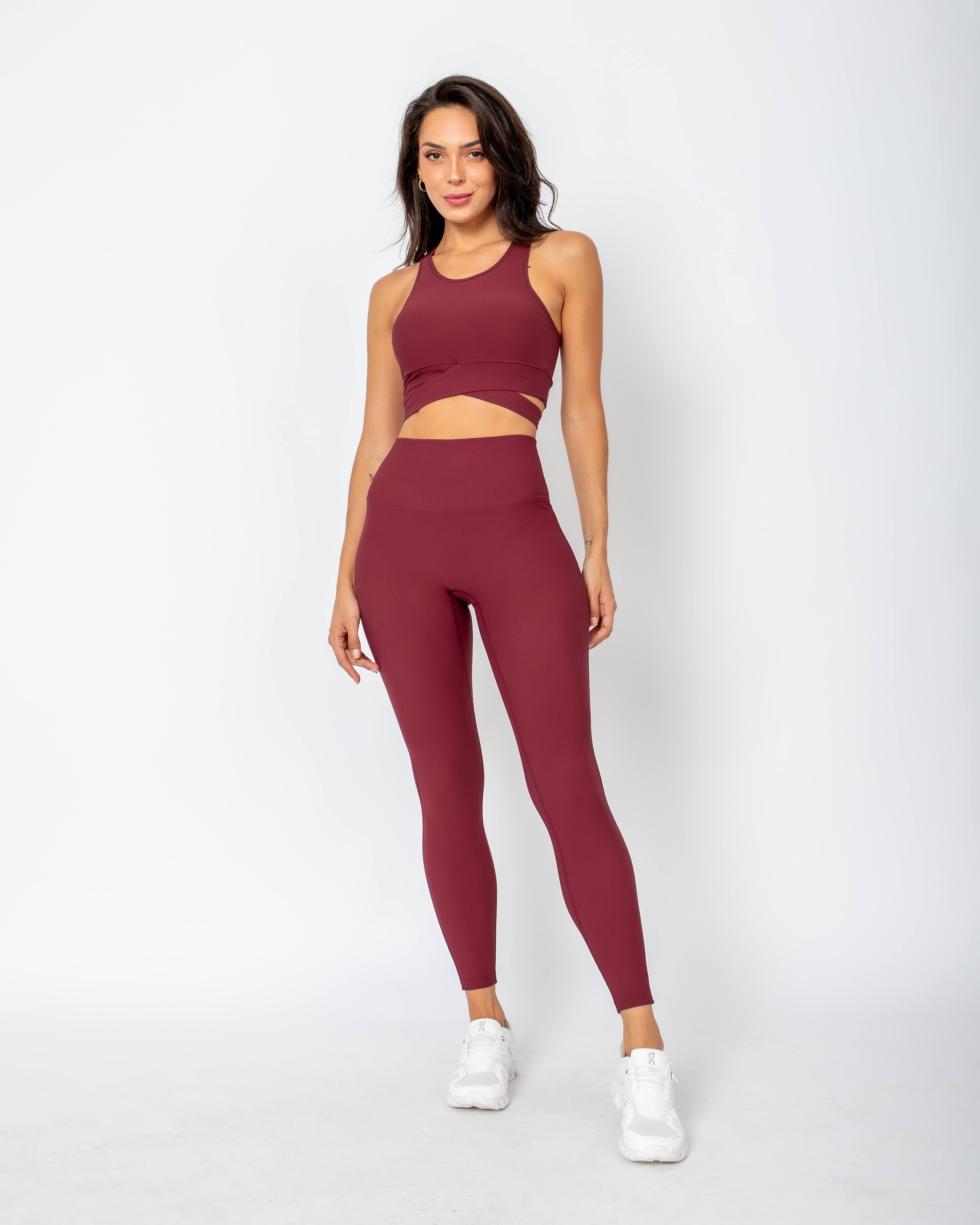 Legging Canelado Gege - Cereja