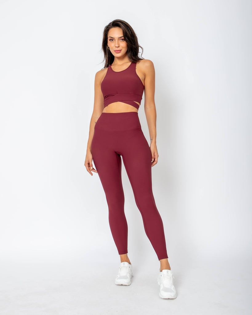 Gege Ribbed Leggings - Cherry