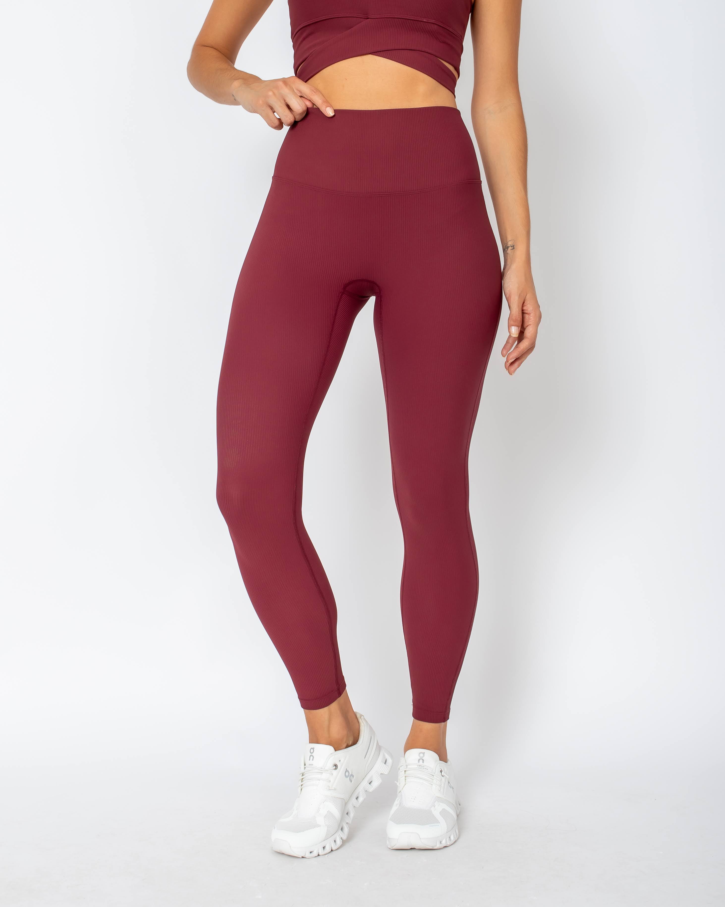 Gege Ribbed Leggings - Cherry