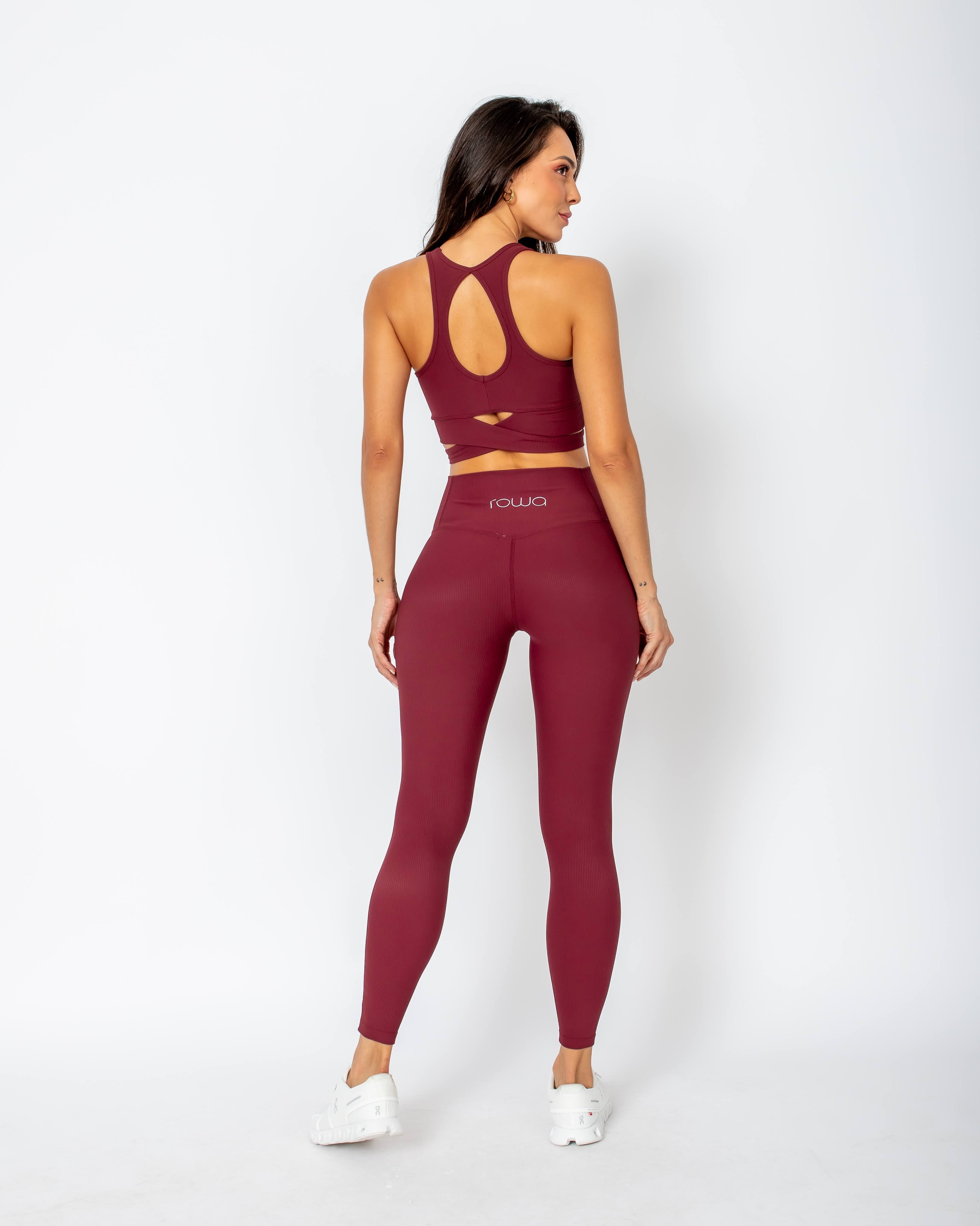 Gege Ribbed Leggings - Cherry