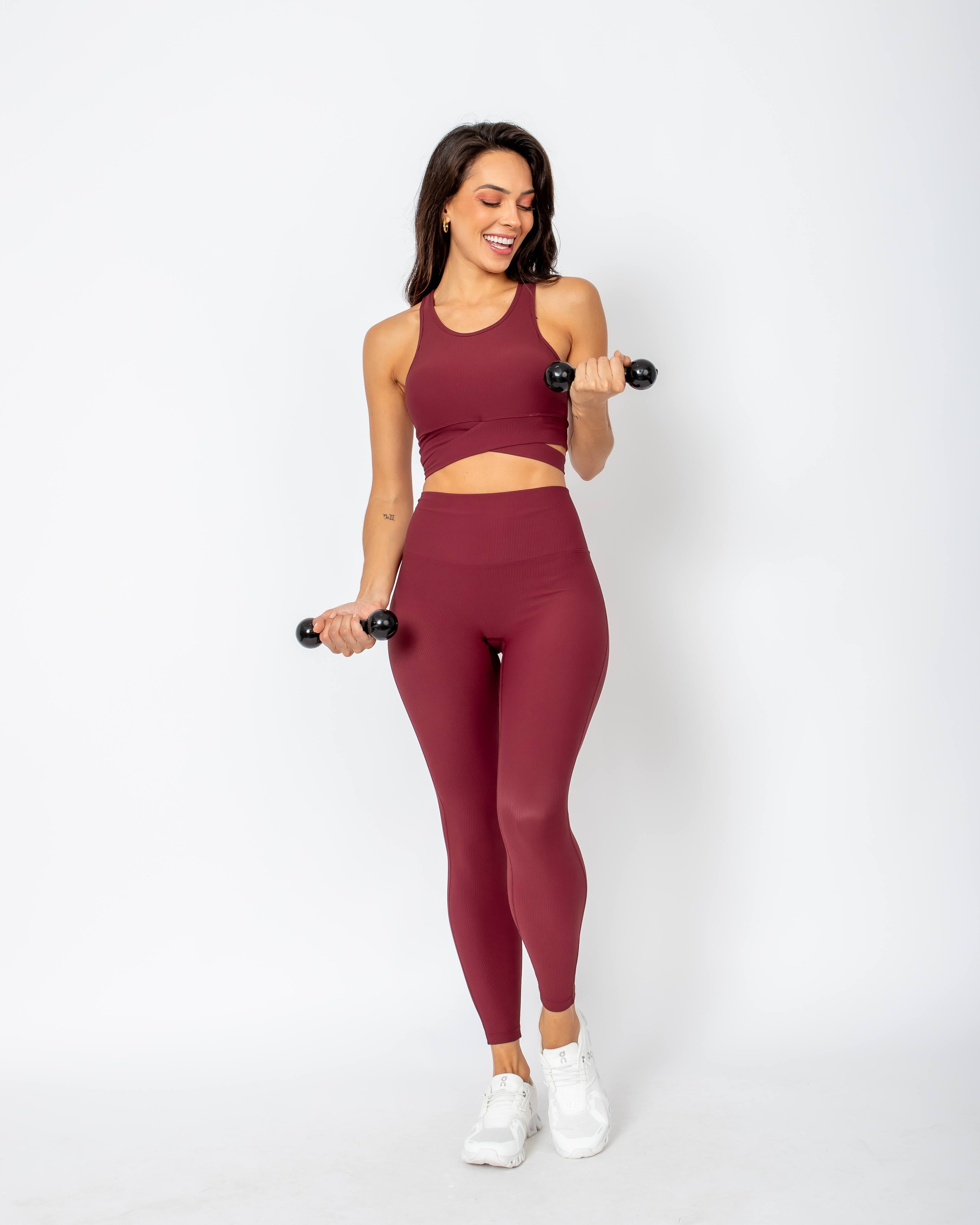 Gege Ribbed Leggings - Cherry