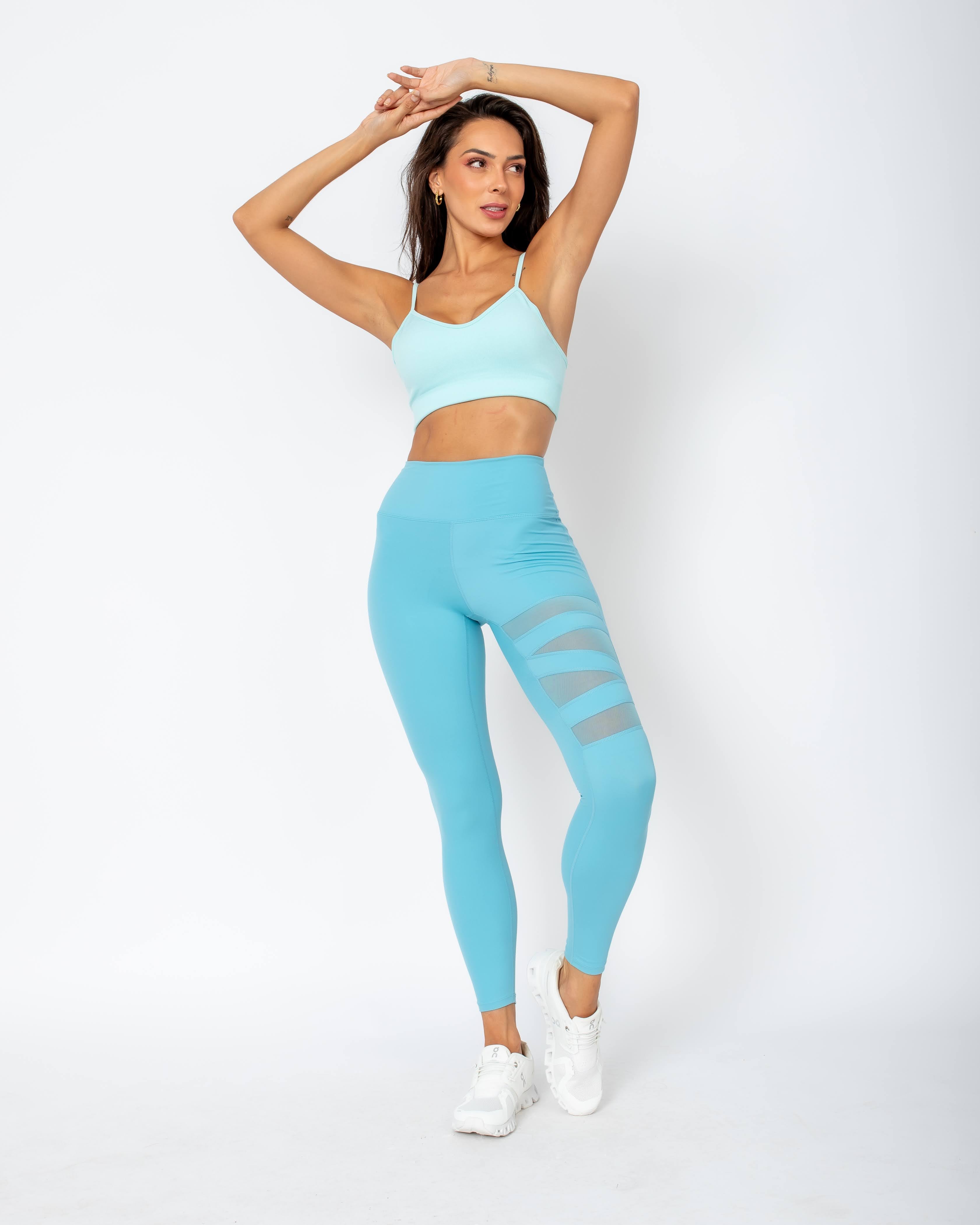 Anita Leggings with Transparent Details - Sky Blue