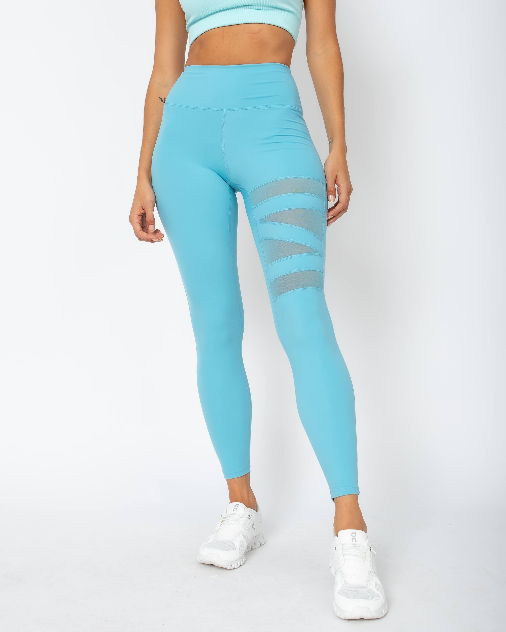 Legging Anita com detalhes de transparência - Azul Celeste