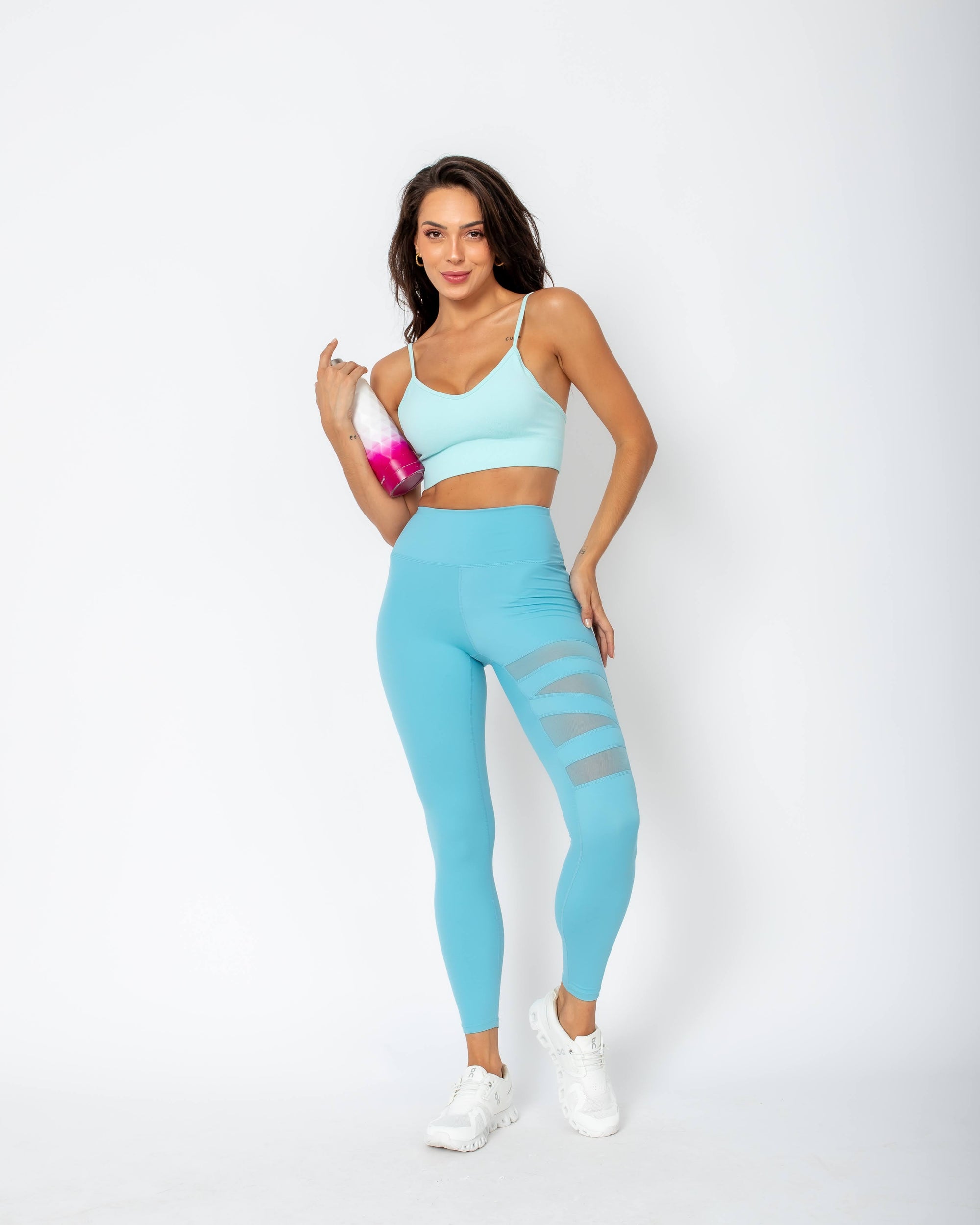 Legging Anita com detalhes de transparência - Azul Celeste