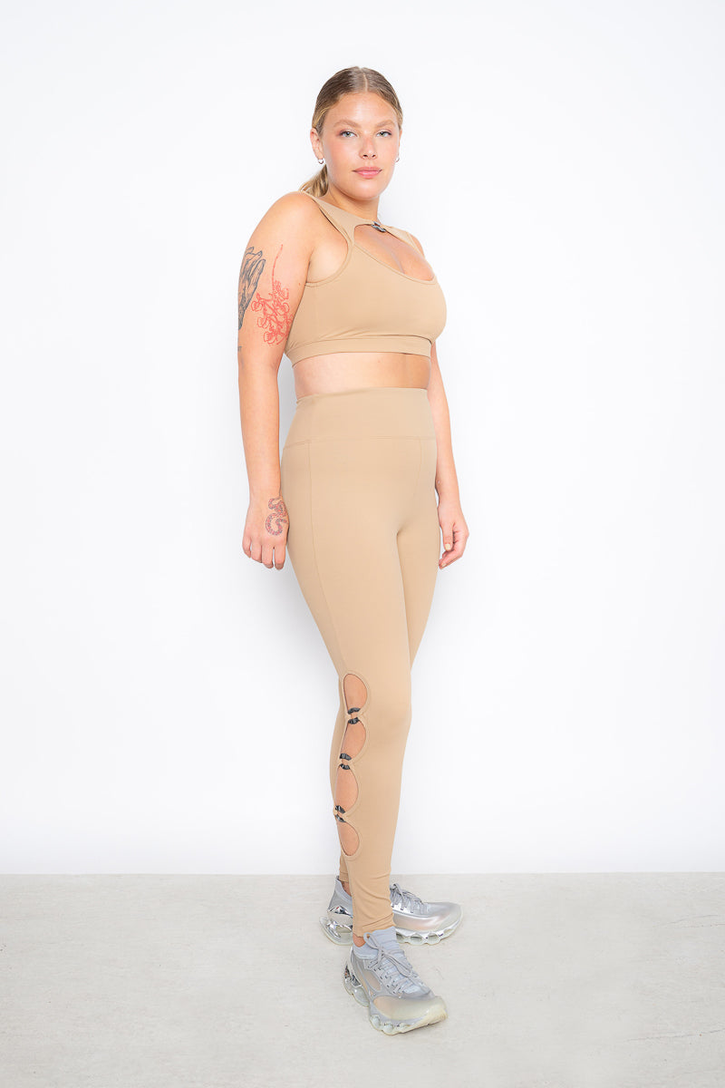 Bom humor legging with cutouts EMANA® - Caramel 