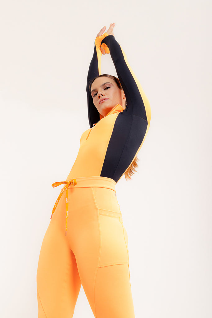 Legging reta Energia com bolsos laterais EMANA® - Laranja Citrus