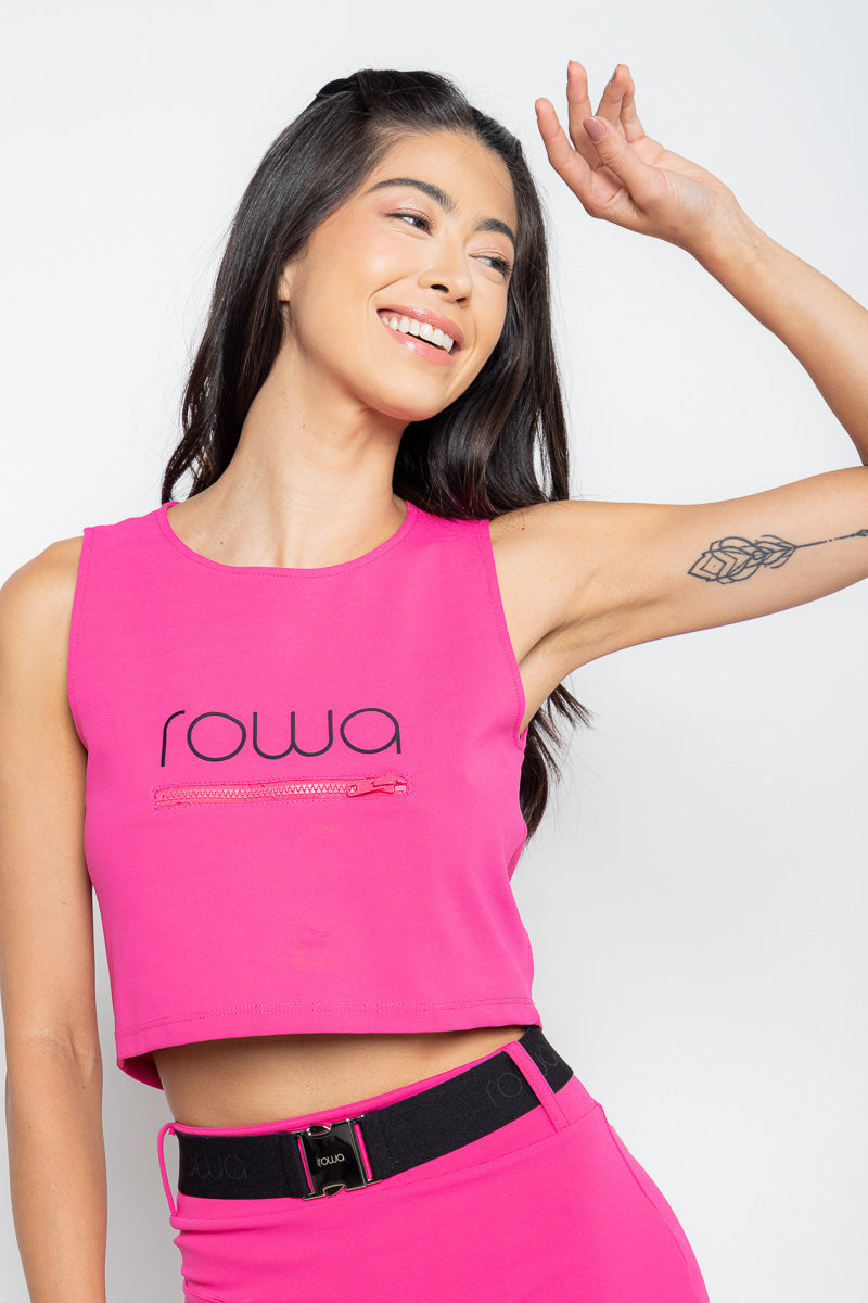 Tranquility tank top with tech mesh pocket - Pink 