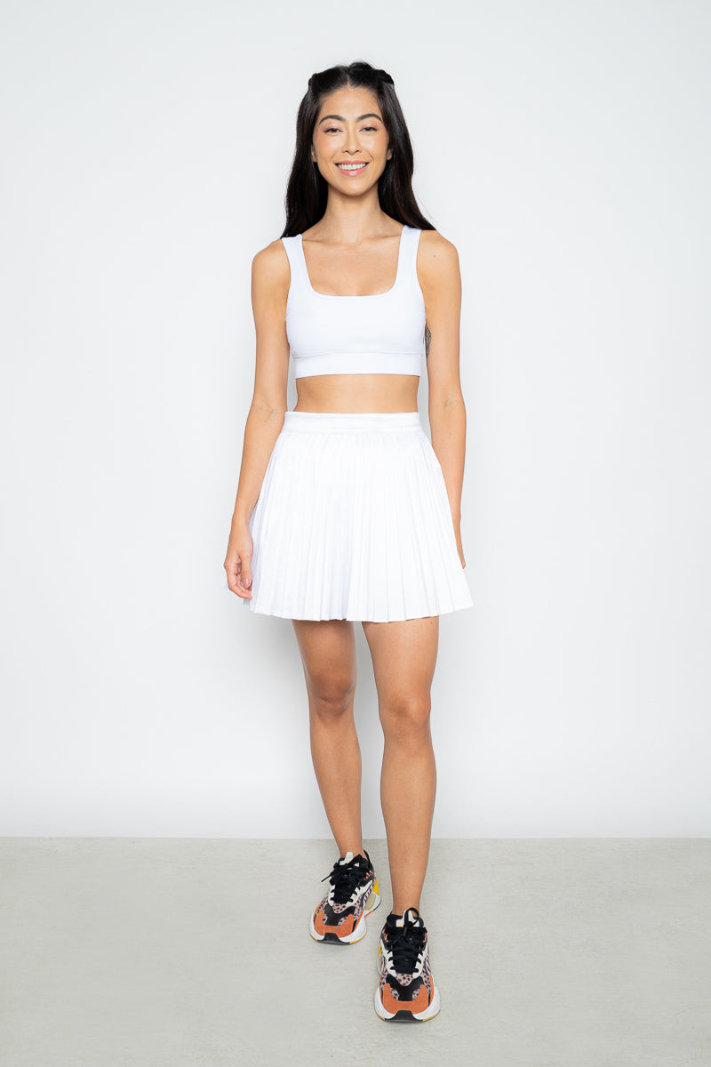 Taffeta Pleated Light Skirt - White 